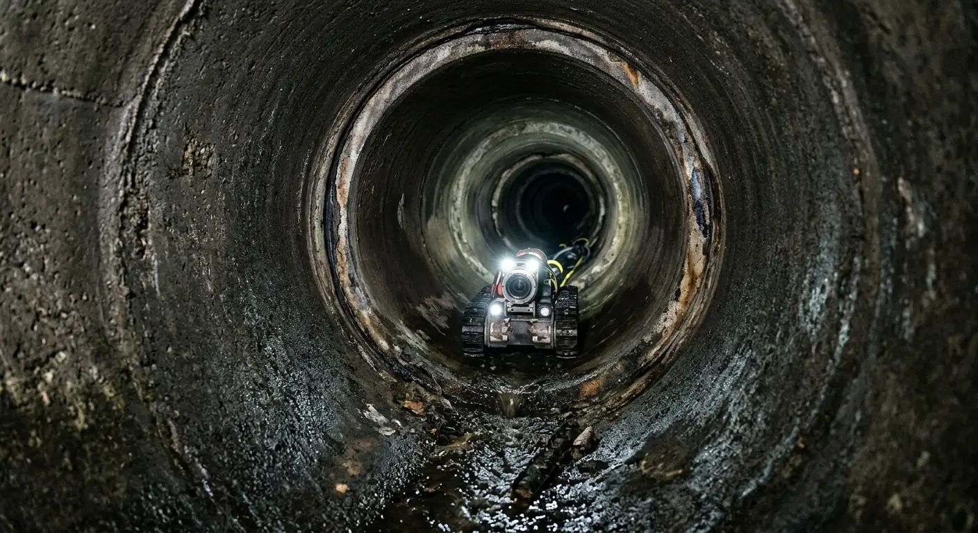 Robotic sewer camera inspecting pipe interior for Sewer Line Cleaning in Bruce